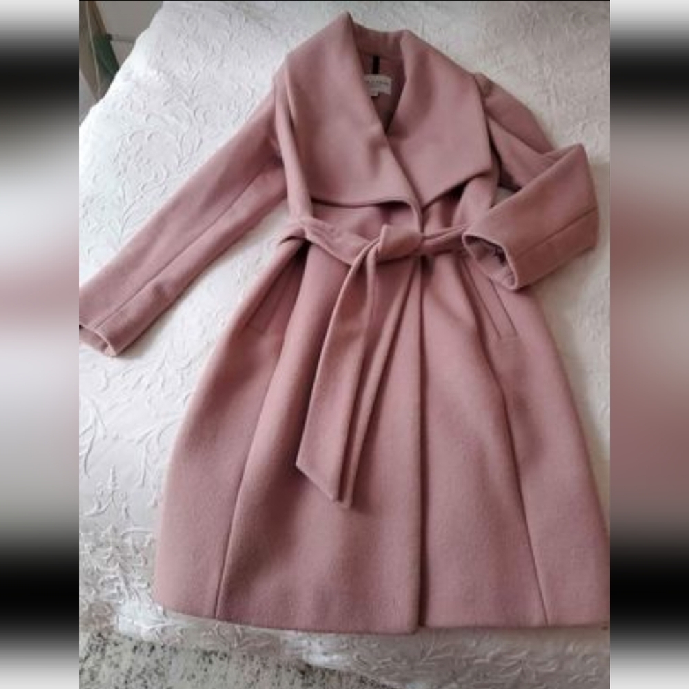 Cole Haan Blush Pink Wool Wrap Coat